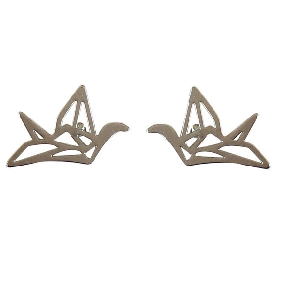 💙Orizuru Paper Crane Bird Art Earrings Origami - Picture 7 of 13